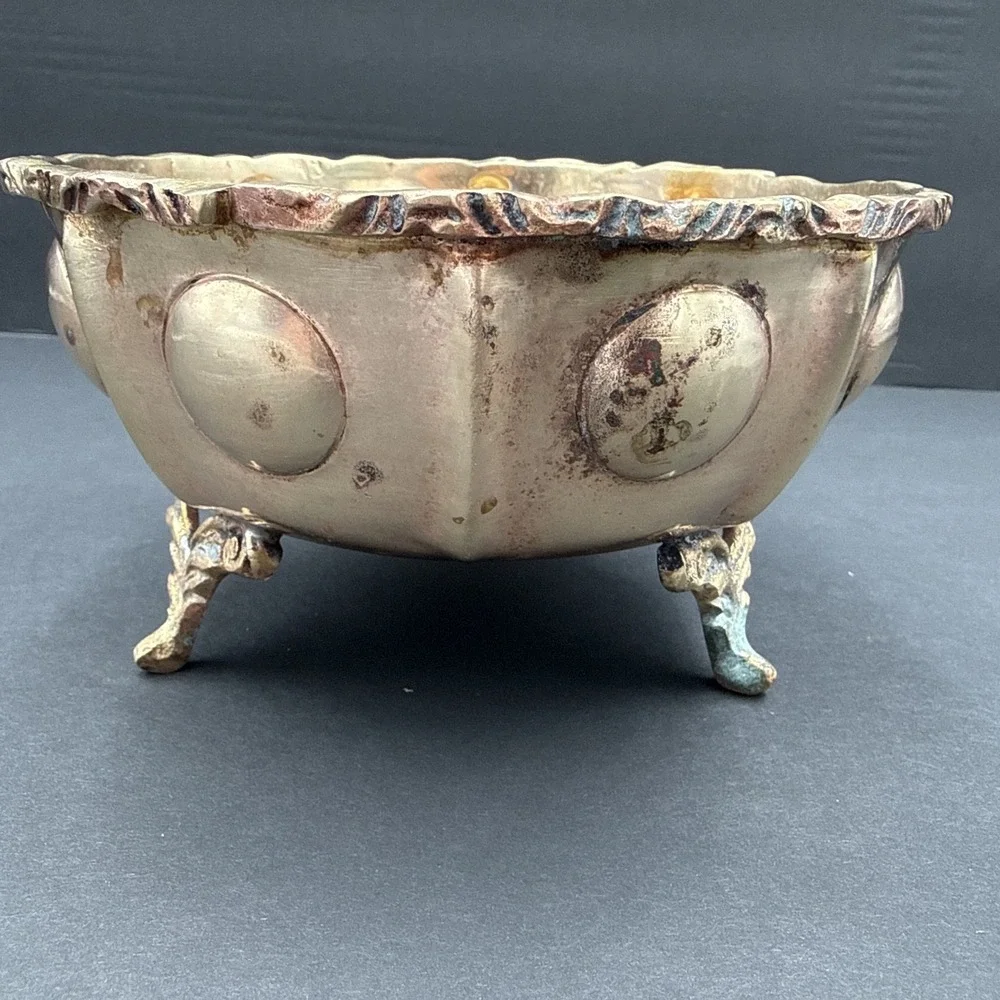 Vintage Brass Bowl Planter Bowl Candy Dish with Feet‎ Mid Century Modern